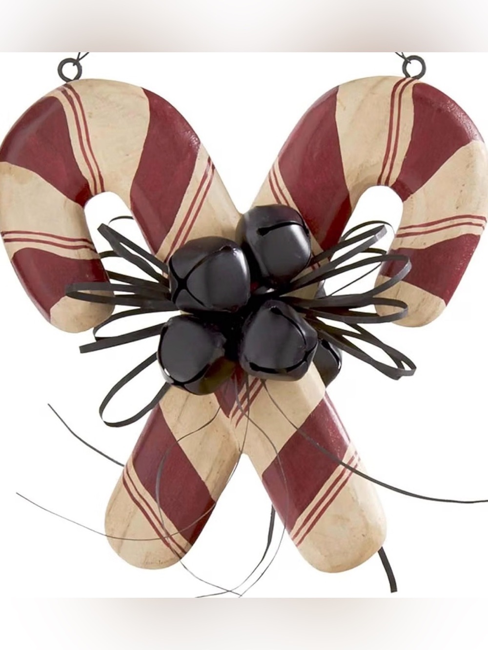 K & K Interiors Double Candy Canes with Bells Arrow Sign Replacement Christmas